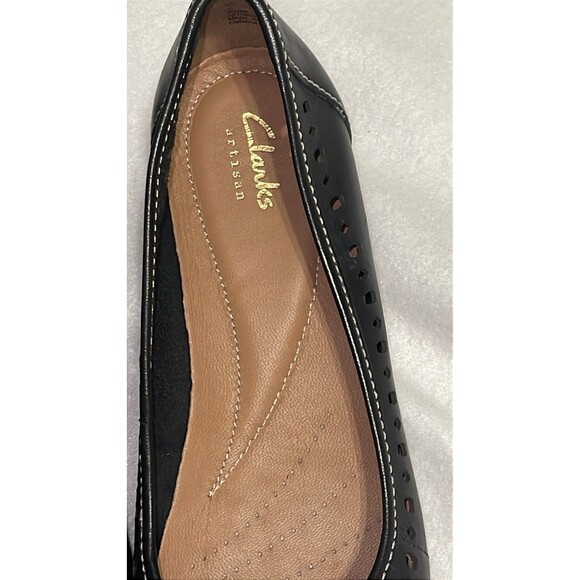 CLARKS OF ENGLAND Artisan Black Slip On Shoes Woman’s US 7.5 Comfort Wear Flats - Picture 4 of 8
